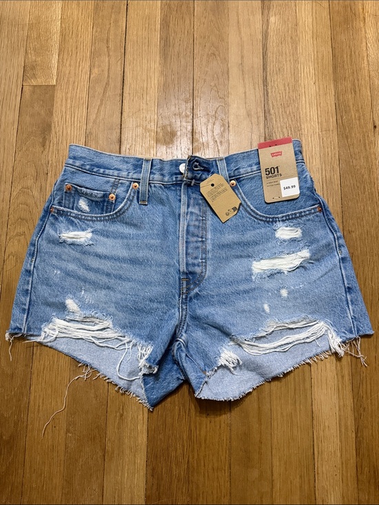 Levi's Pants - Levi's Light Blue Distressed High-Rise Jean Shorts